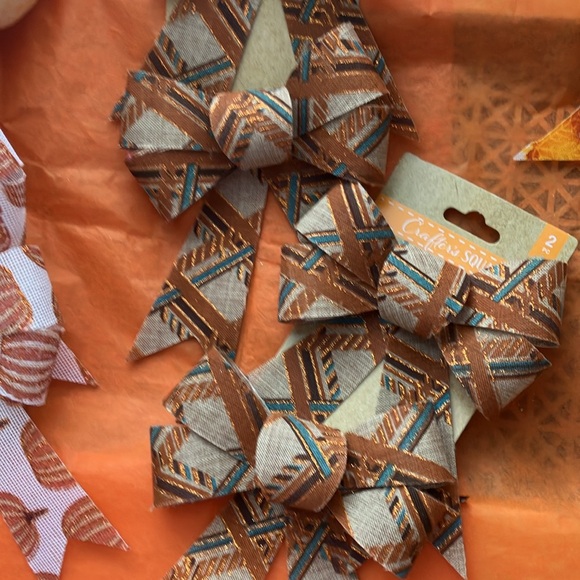 13 various fall decorated bows & my gift of 2 gold leaves. - Picture 3 of 9
